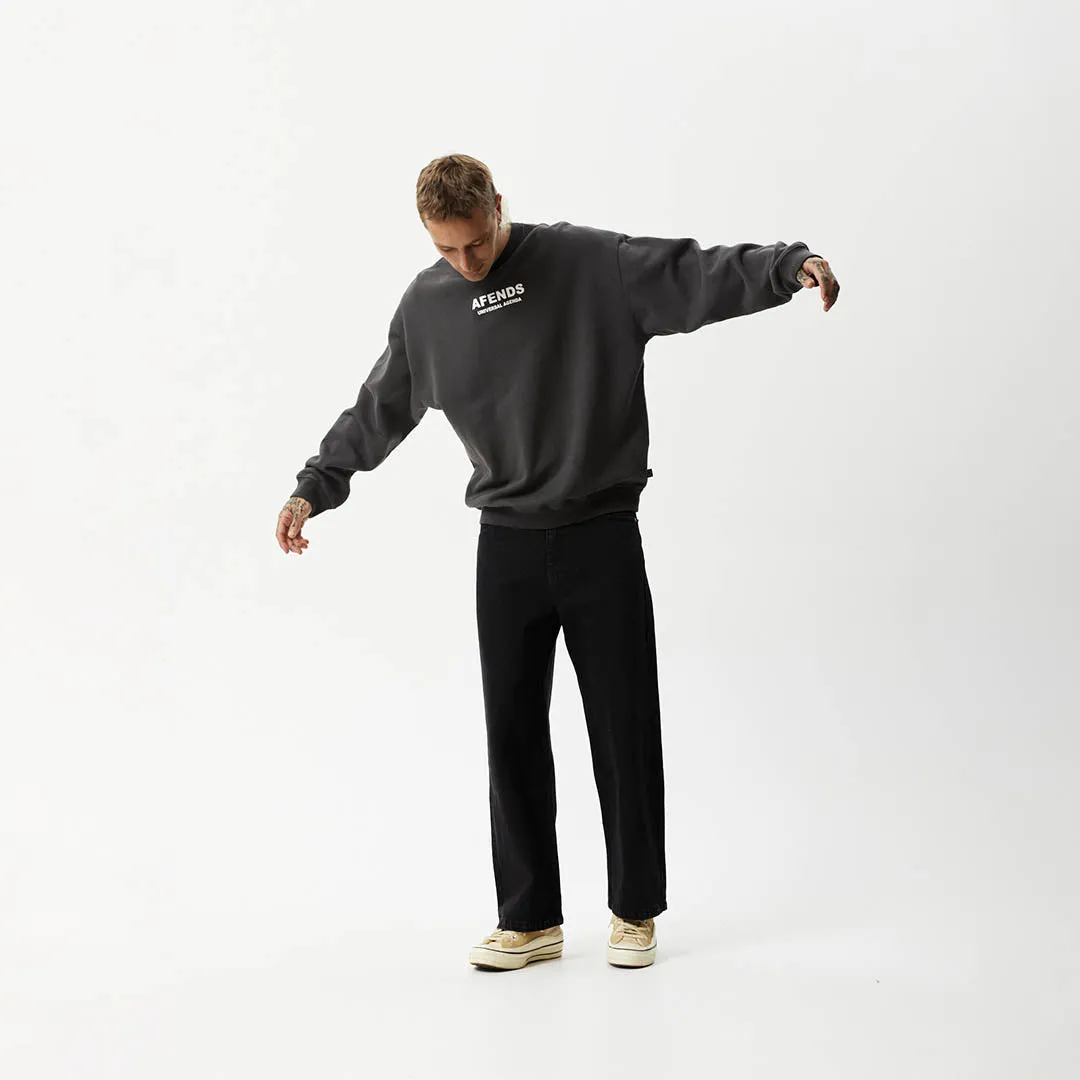 AFENDS Mens Universal - Crew Neck Jumper - Stone Black