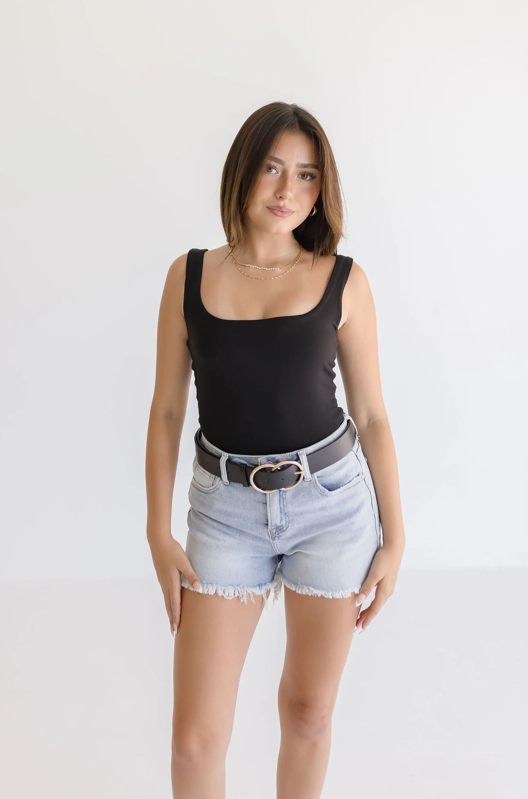 Aliyah Sleevelees Scoop Neck Bodysuit Black