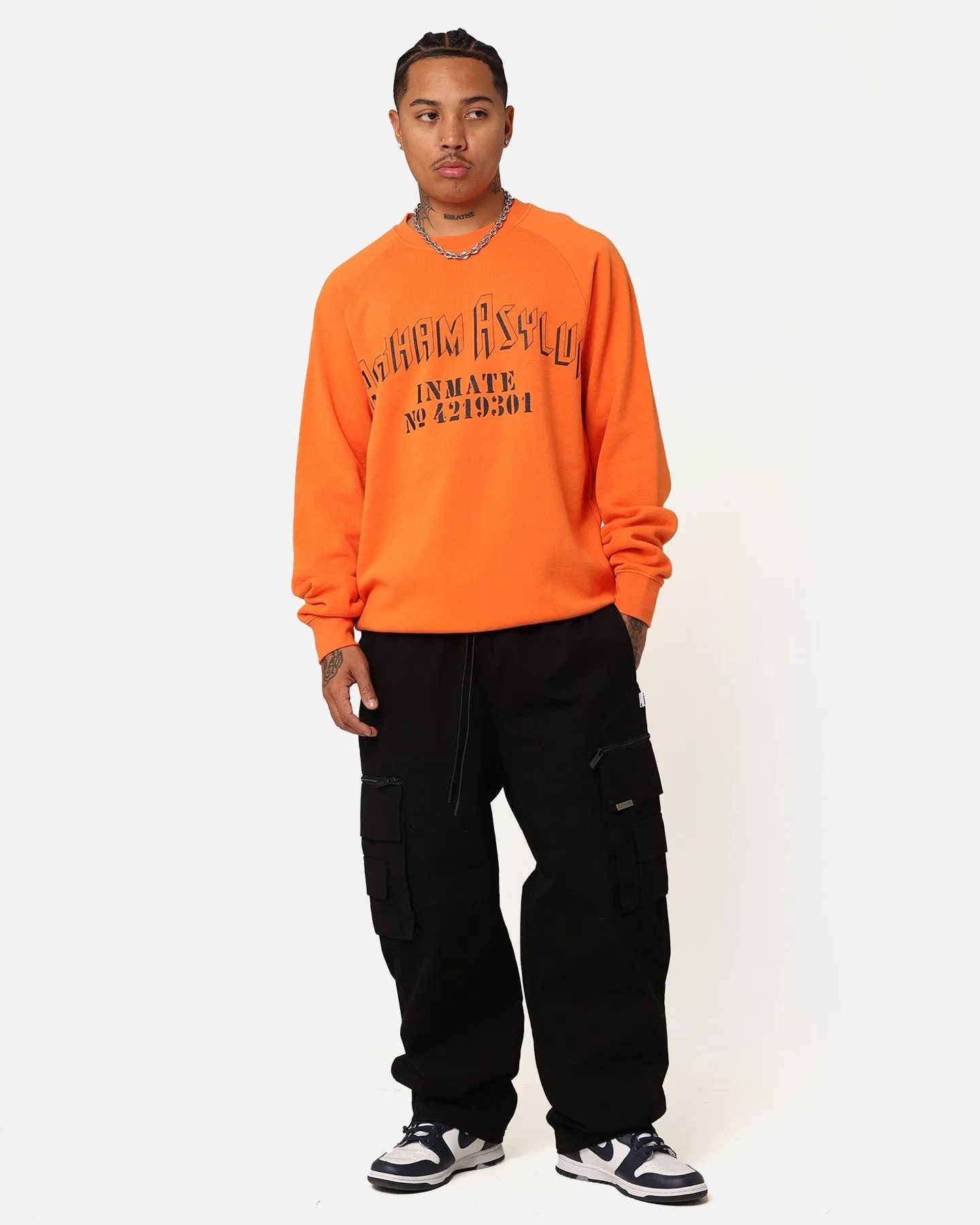 American Thrift X DC Batman Arkham Asylum Crewneck Neon Orange