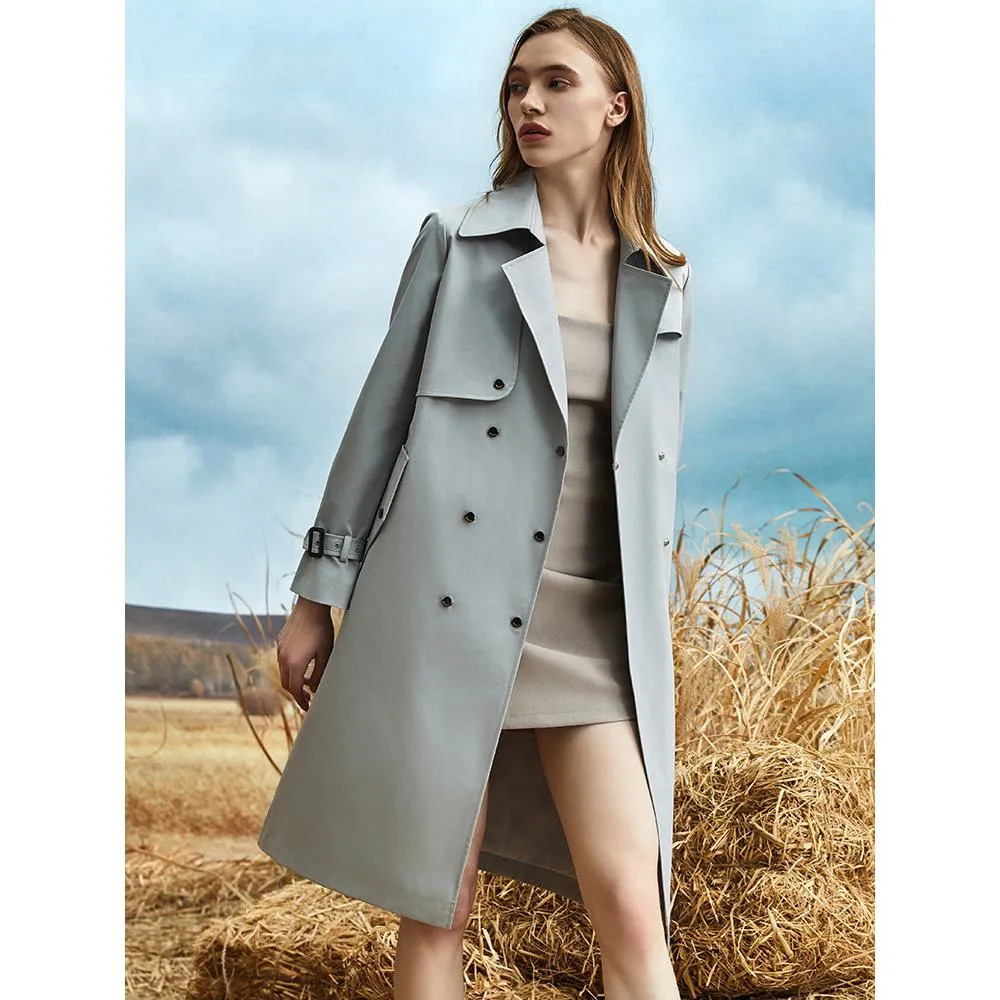 Belted Thigh-Length Trench Coat