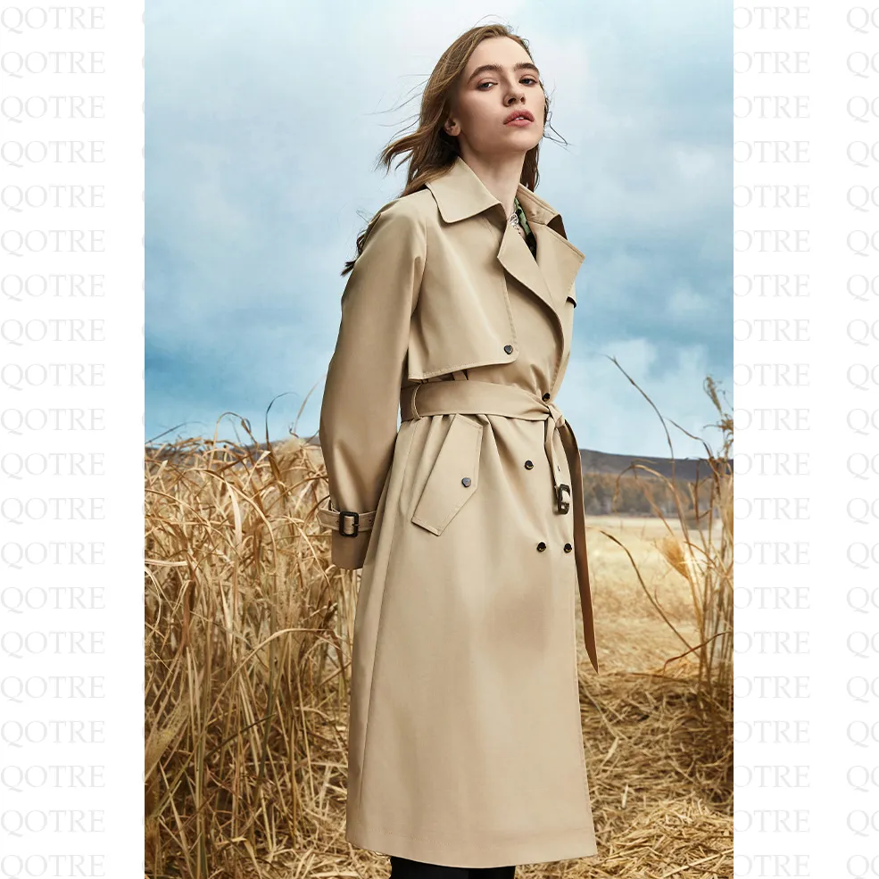 Belted Thigh-Length Trench Coat