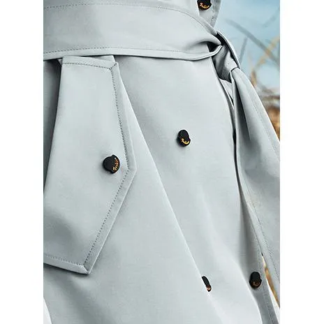 Belted Thigh-Length Trench Coat