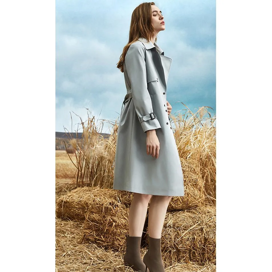 Belted Thigh-Length Trench Coat