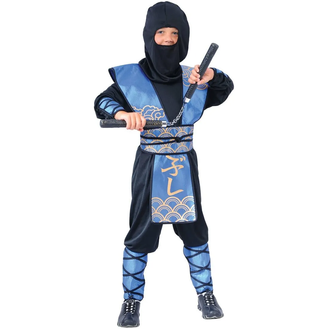 Boys Dark Ninja Warlord Blue  Fighter Halloween Costume