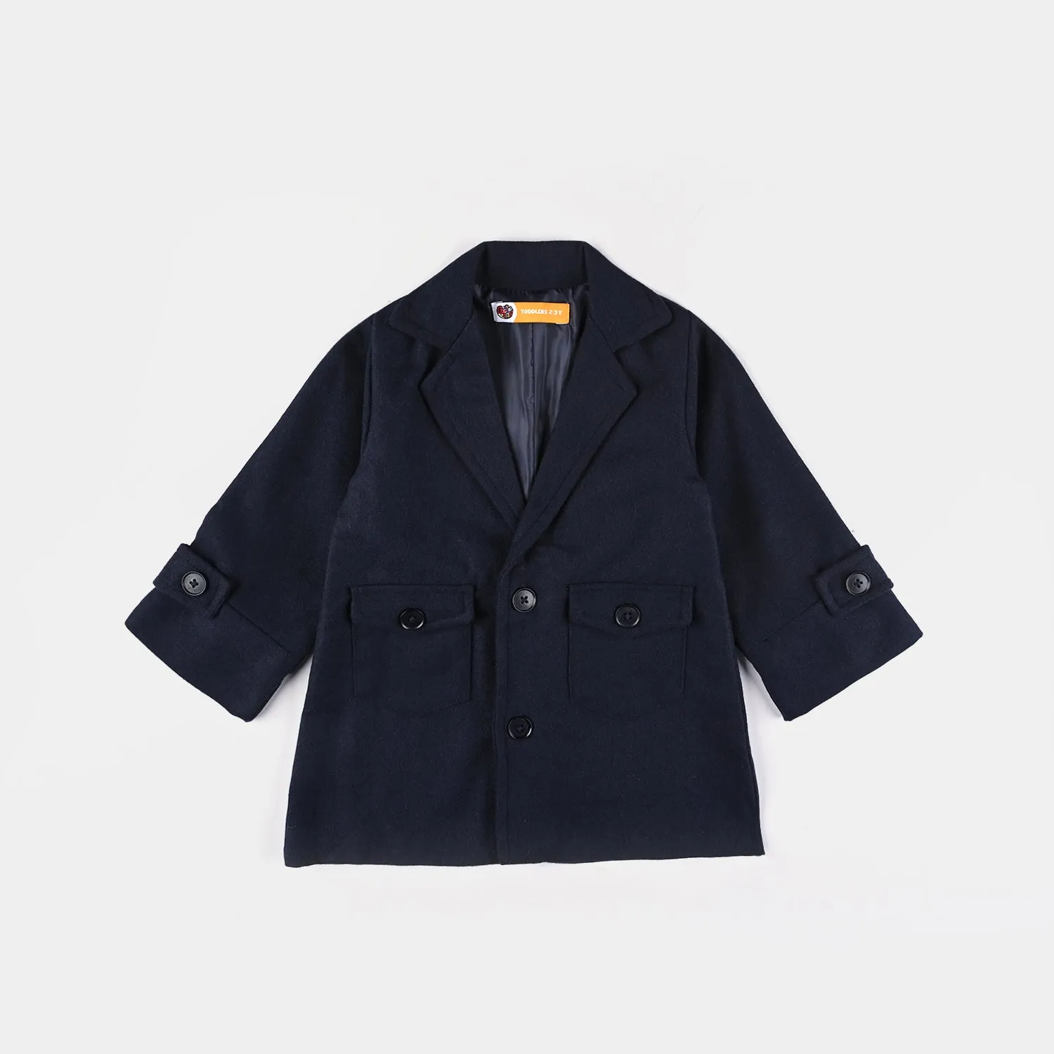 Boys Wool Trench Coat-Navy Blue