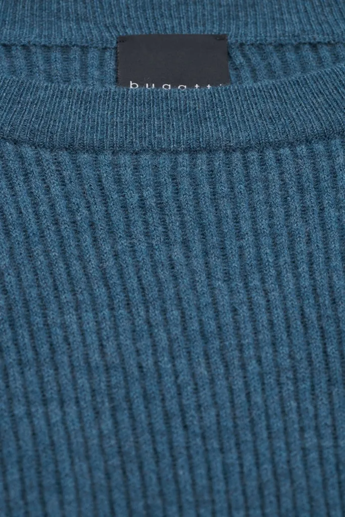 Bugatti - Crew-Neck Lambswool Sweater, Teal