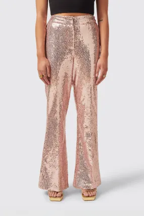 Caladium Slim Fit Pink Sequin Trouser - ARCHIVE