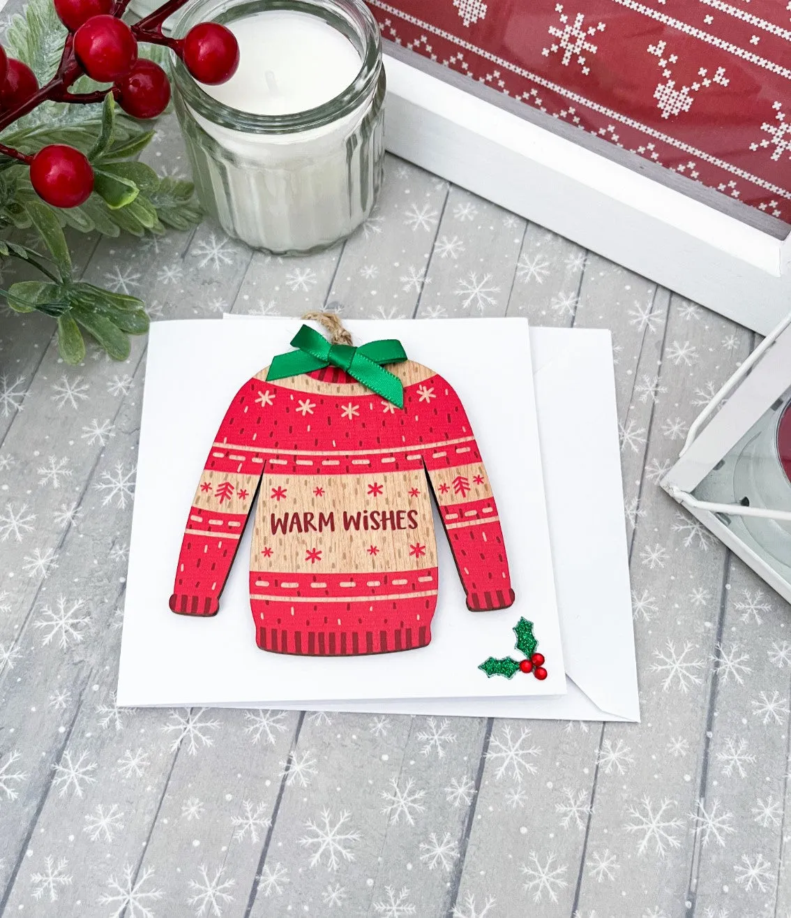 Christmas Jumper Tree Decoration ‘Warm Wishes’