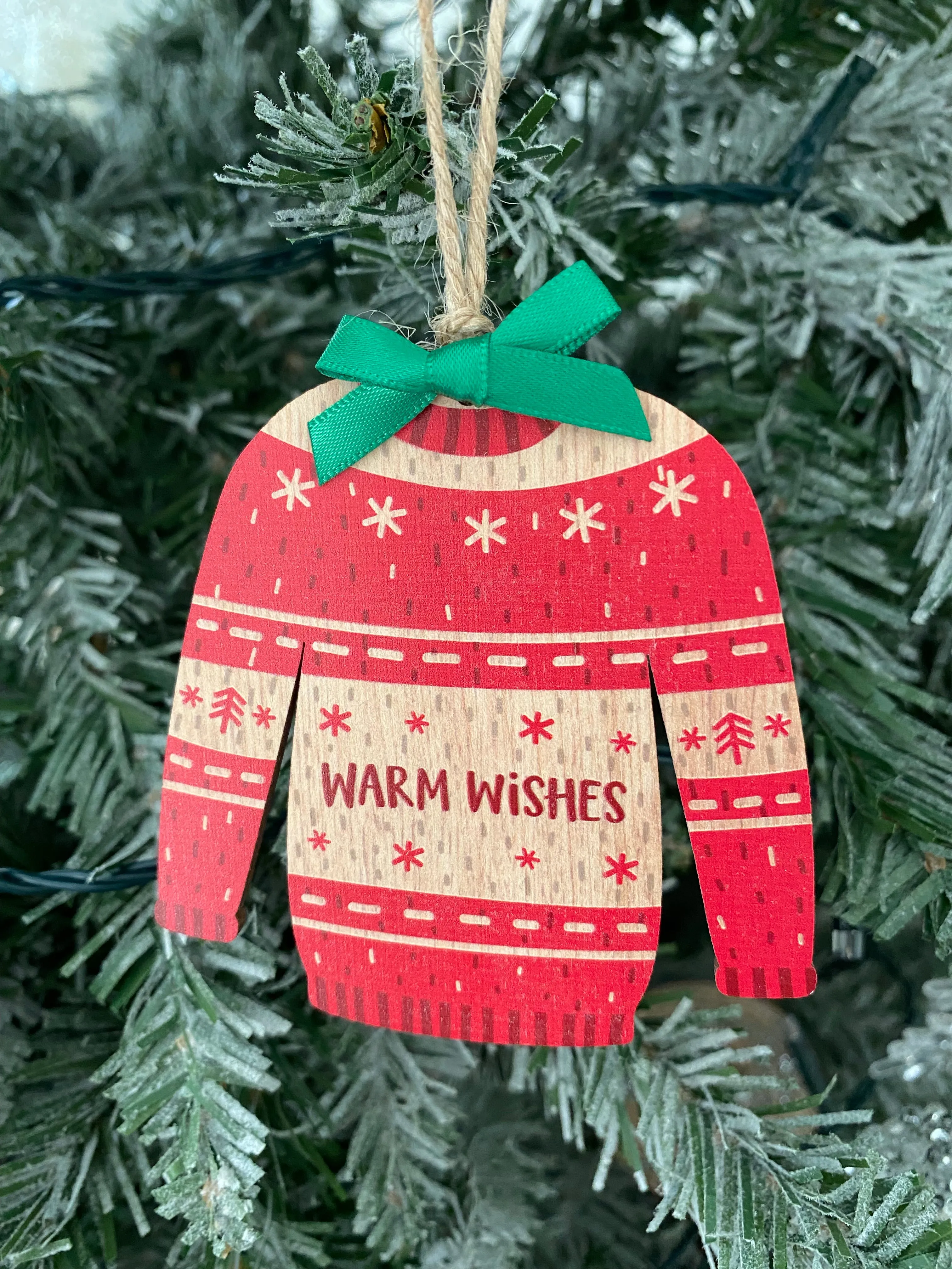 Christmas Jumper Tree Decoration ‘Warm Wishes’