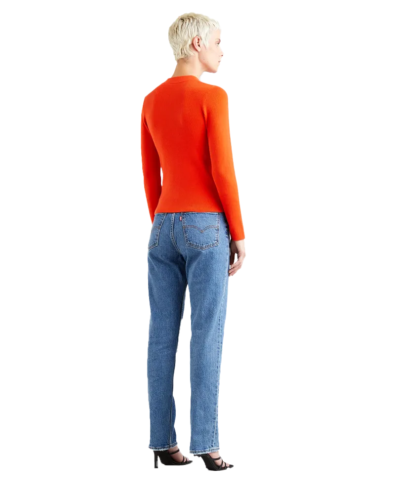 Crewneck Rib Jumper in Orange