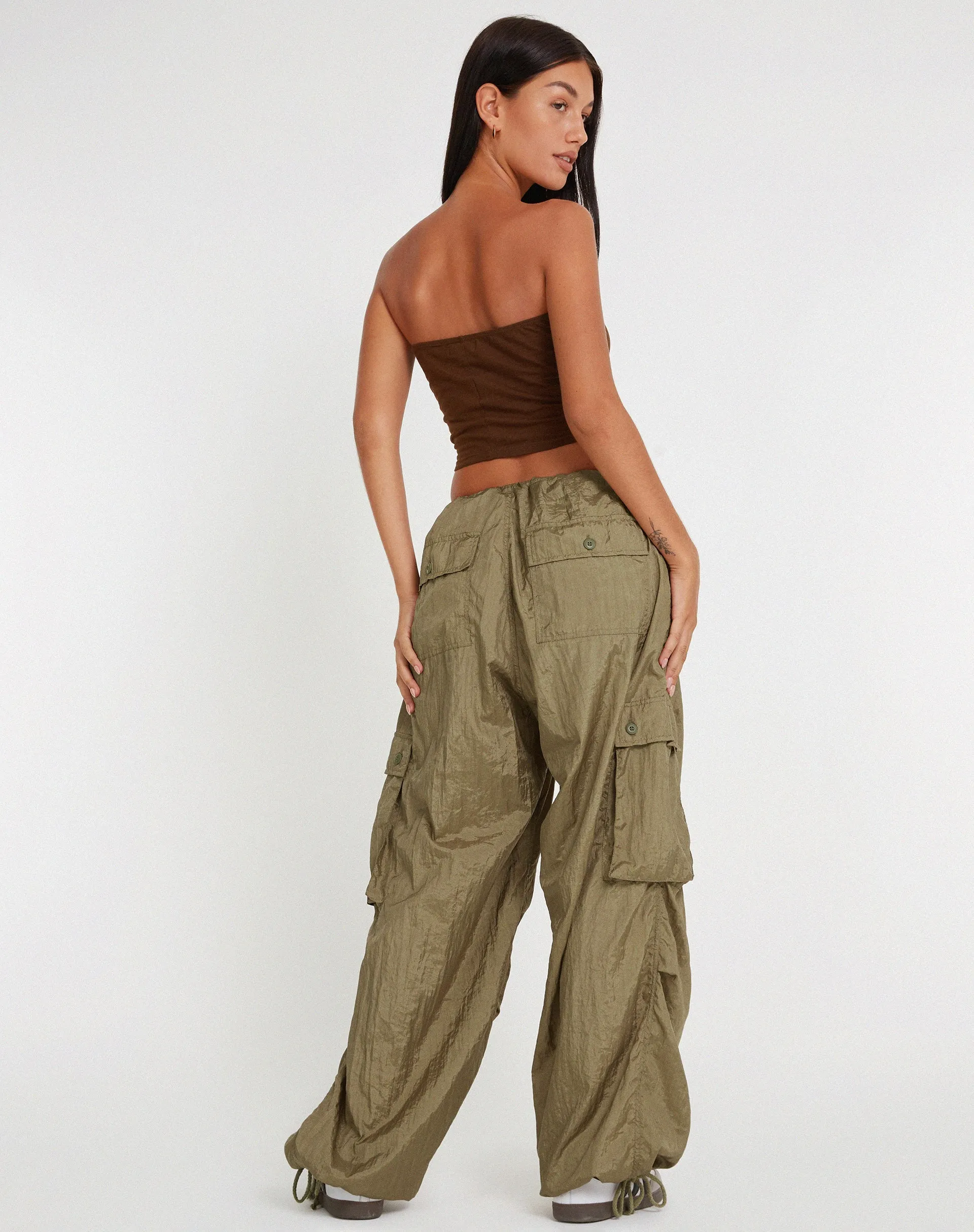 Cuties Wide Leg Cargo Trouser in Silver Gold