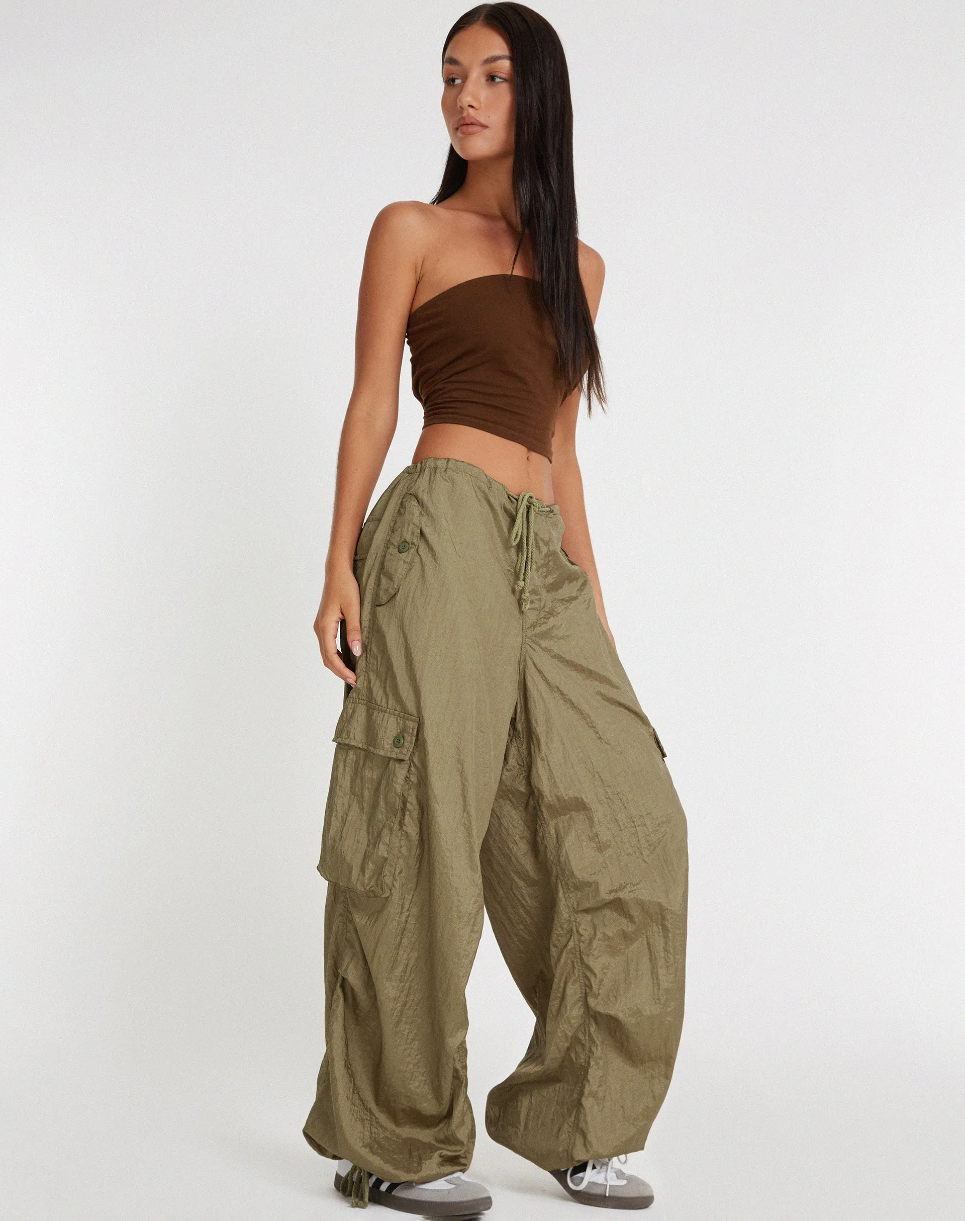 Cuties Wide Leg Cargo Trouser in Silver Gold