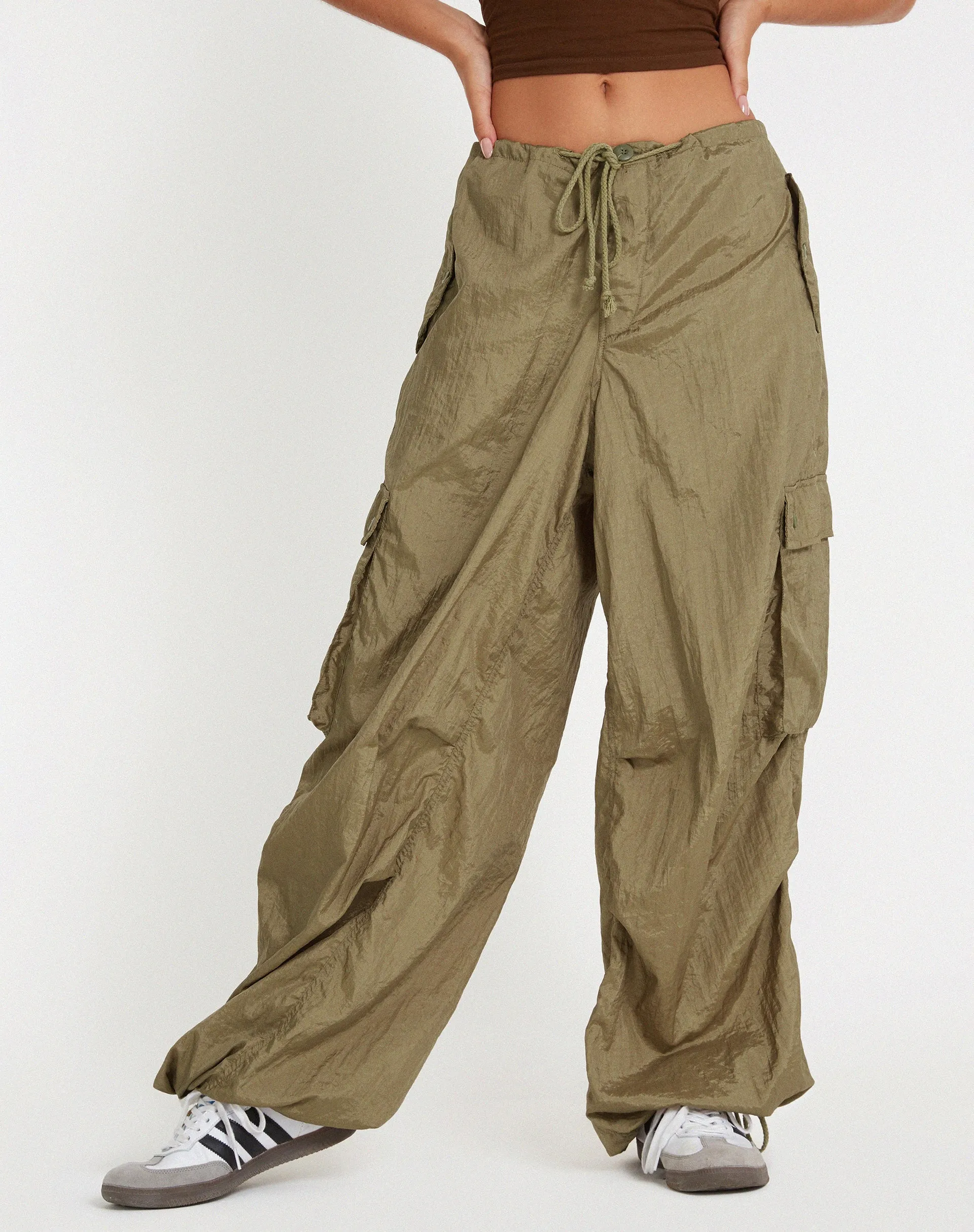 Cuties Wide Leg Cargo Trouser in Silver Gold