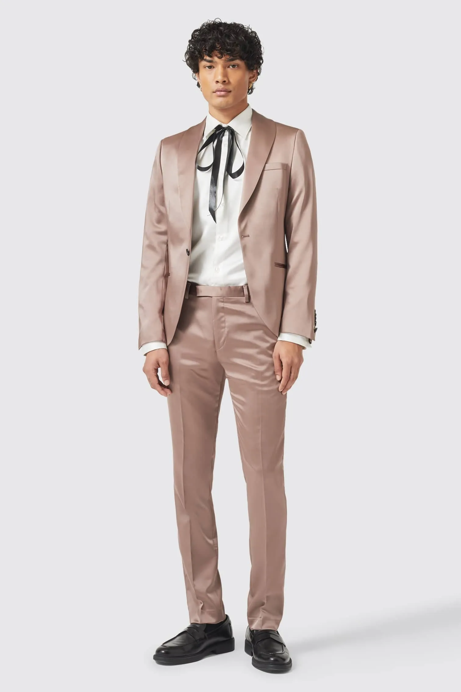 Draco Skinny Fit Rose Gold Sateen Jacket