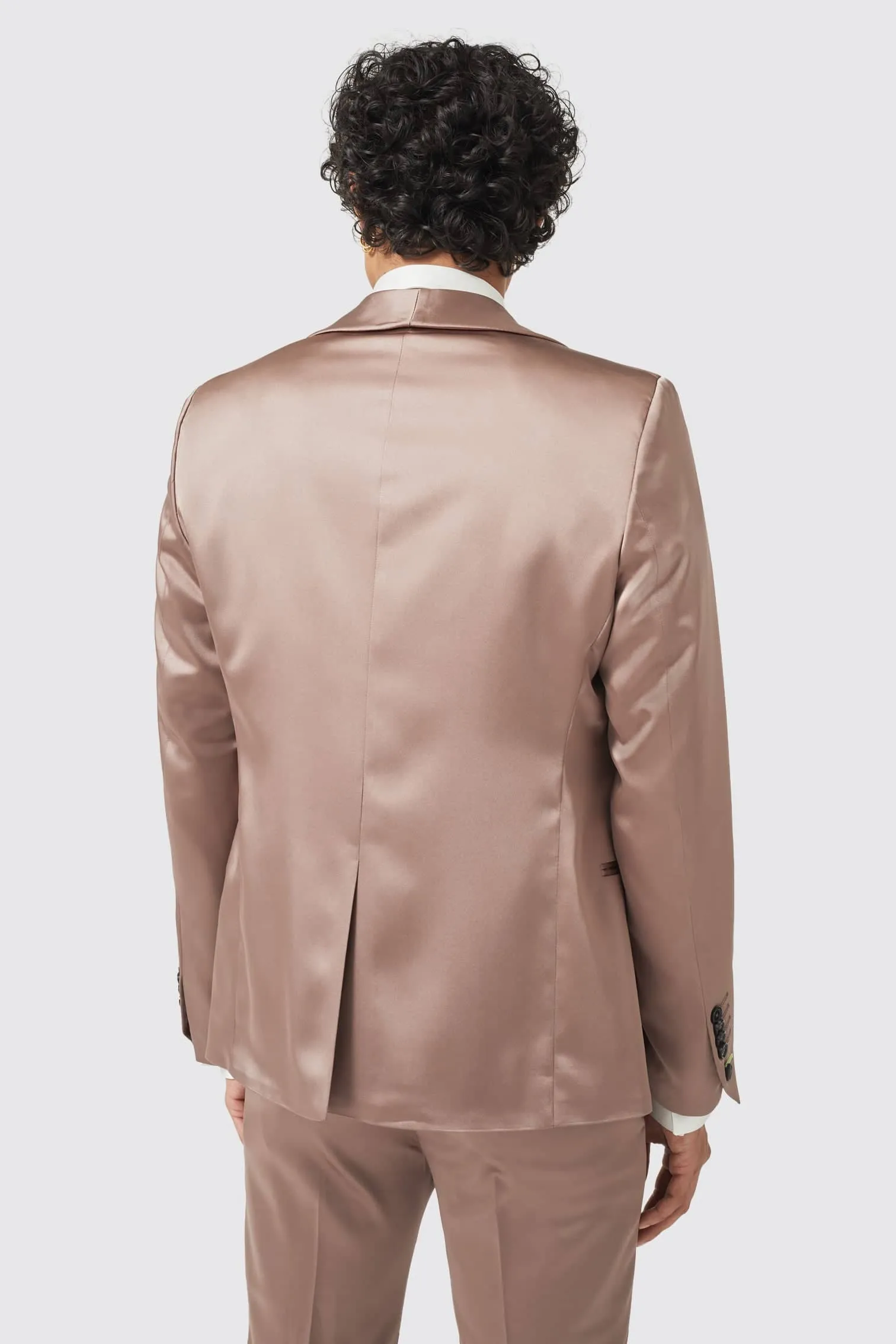 Draco Skinny Fit Rose Gold Sateen Jacket