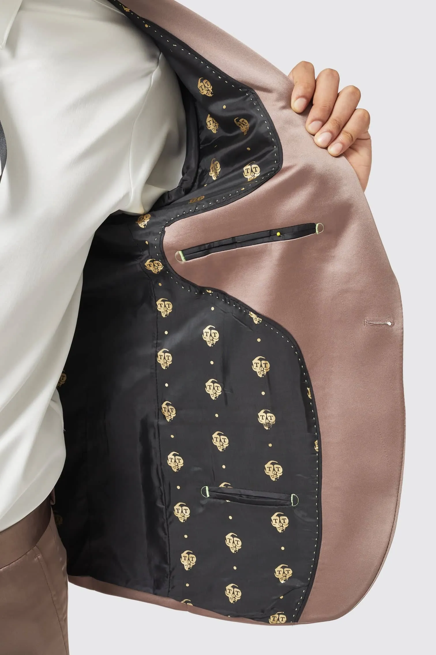 Draco Skinny Fit Rose Gold Sateen Jacket