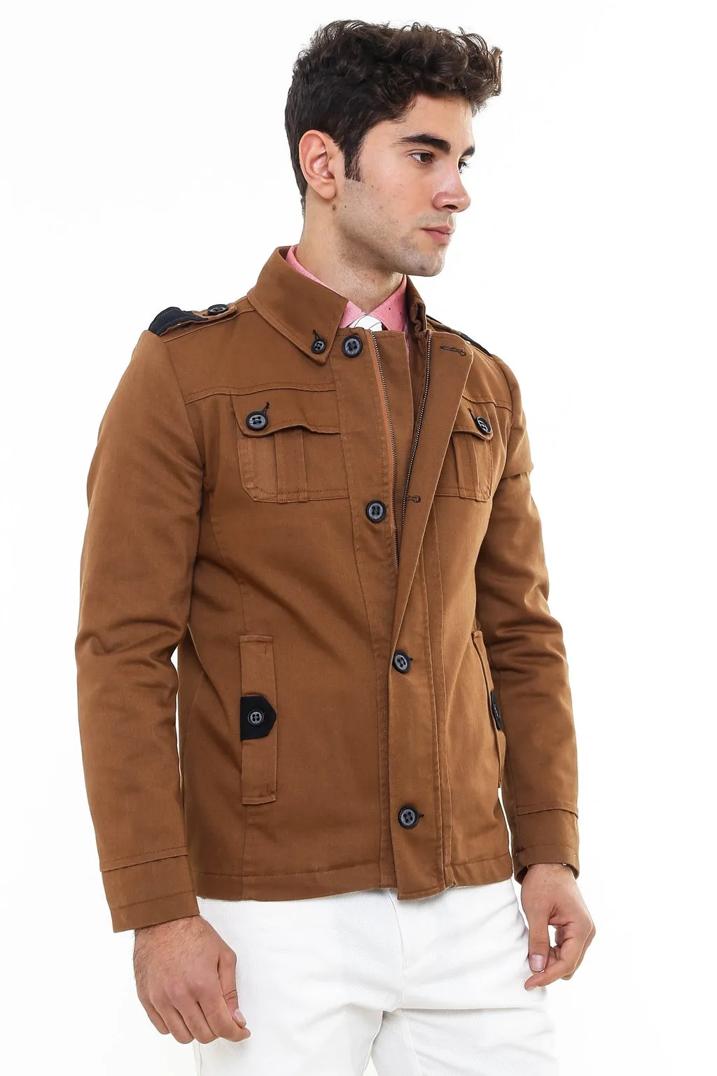 Epaulette 4 Pockets Washed Tan Coat-Wessi