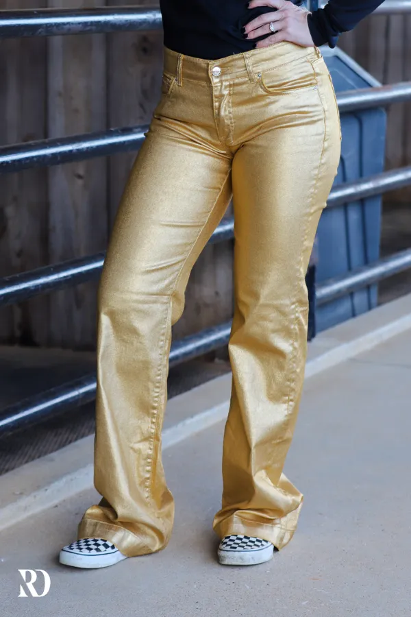 GOLD METALLIC SIGNATURE TROUSERS