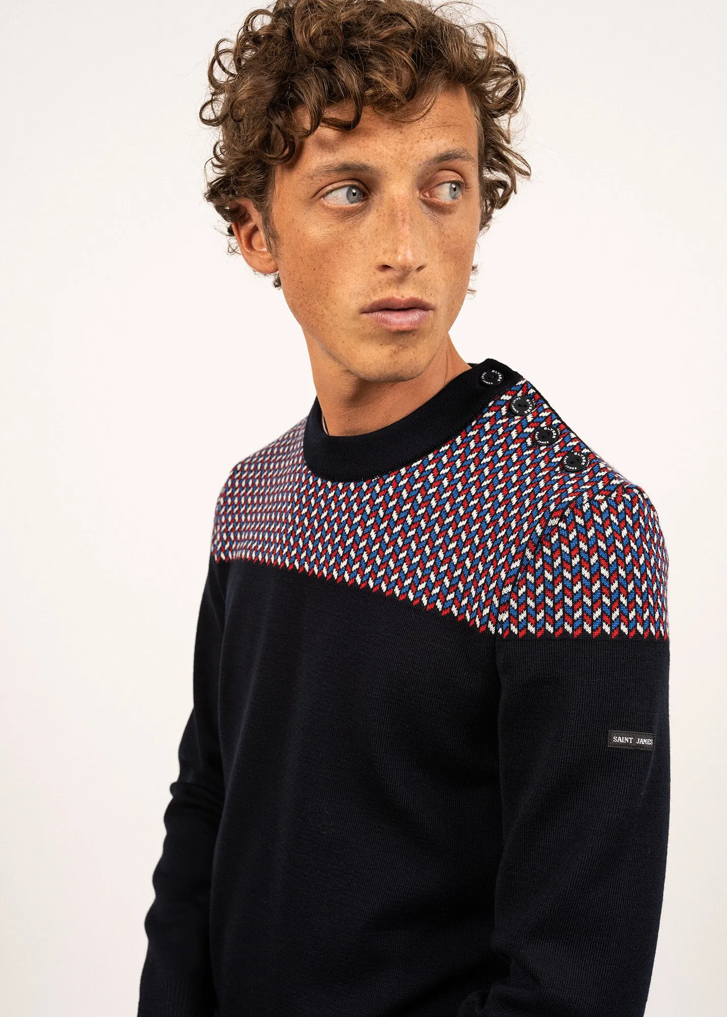 Jacquard sailor jumper - SAINT JAMES x Elysée (NAVY/MULTICO)