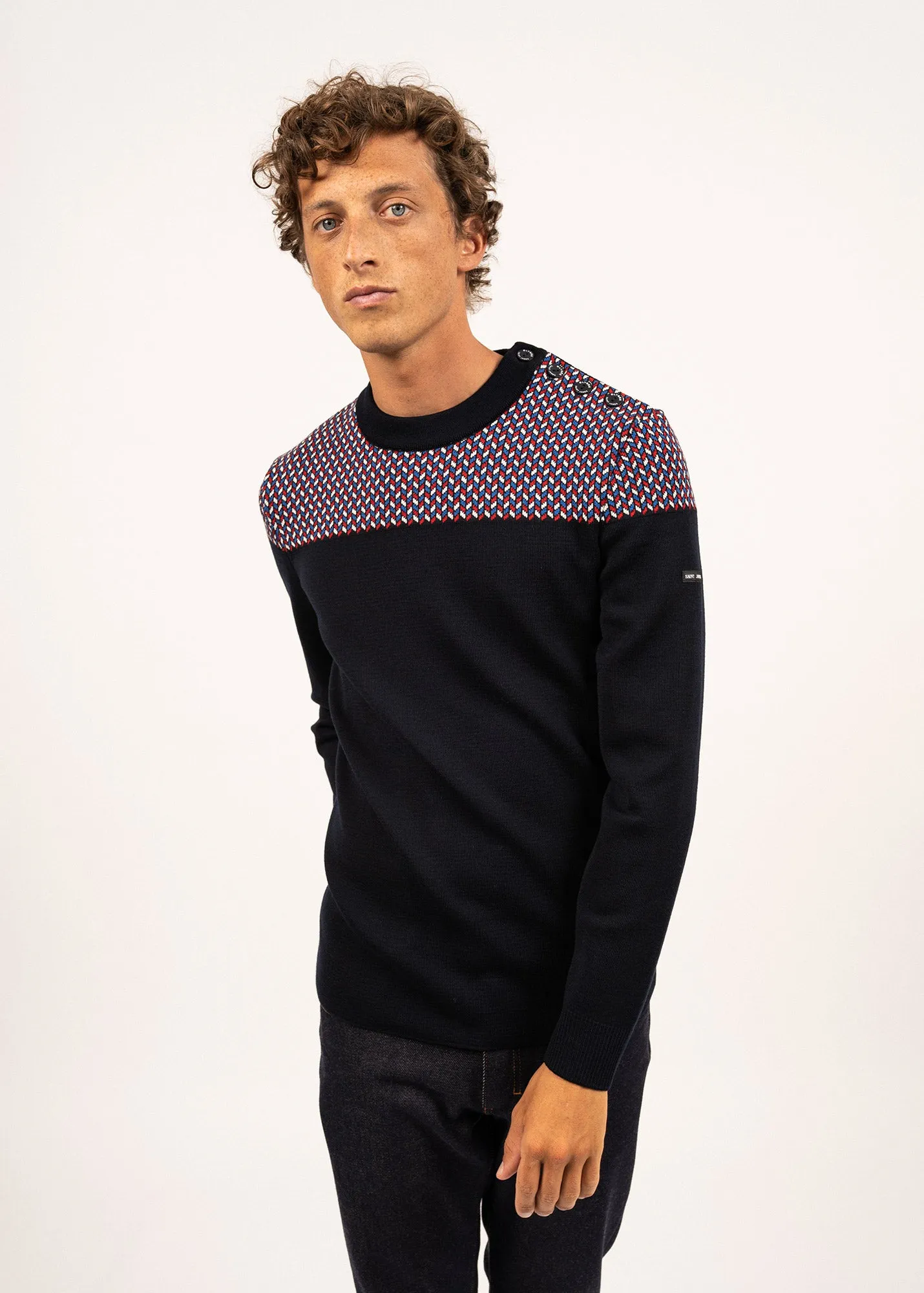 Jacquard sailor jumper - SAINT JAMES x Elysée (NAVY/MULTICO)