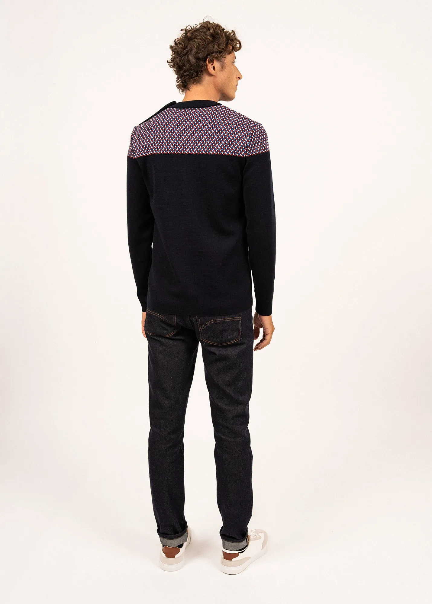 Jacquard sailor jumper - SAINT JAMES x Elysée (NAVY/MULTICO)