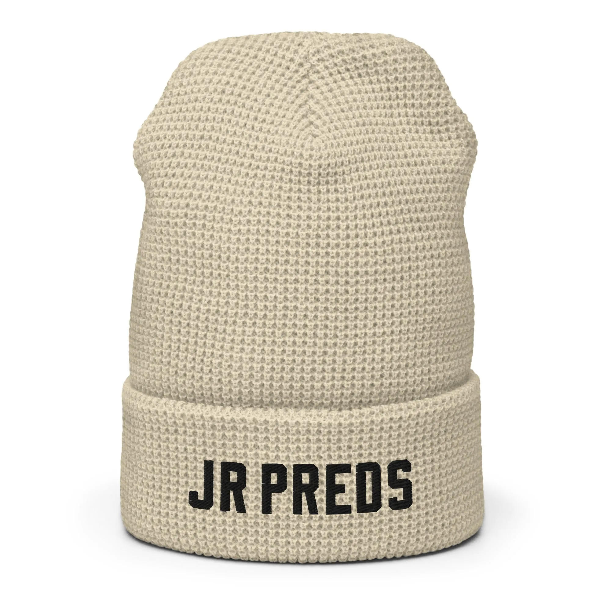 JR Preds Waffle beanie with BLACK Embroidery