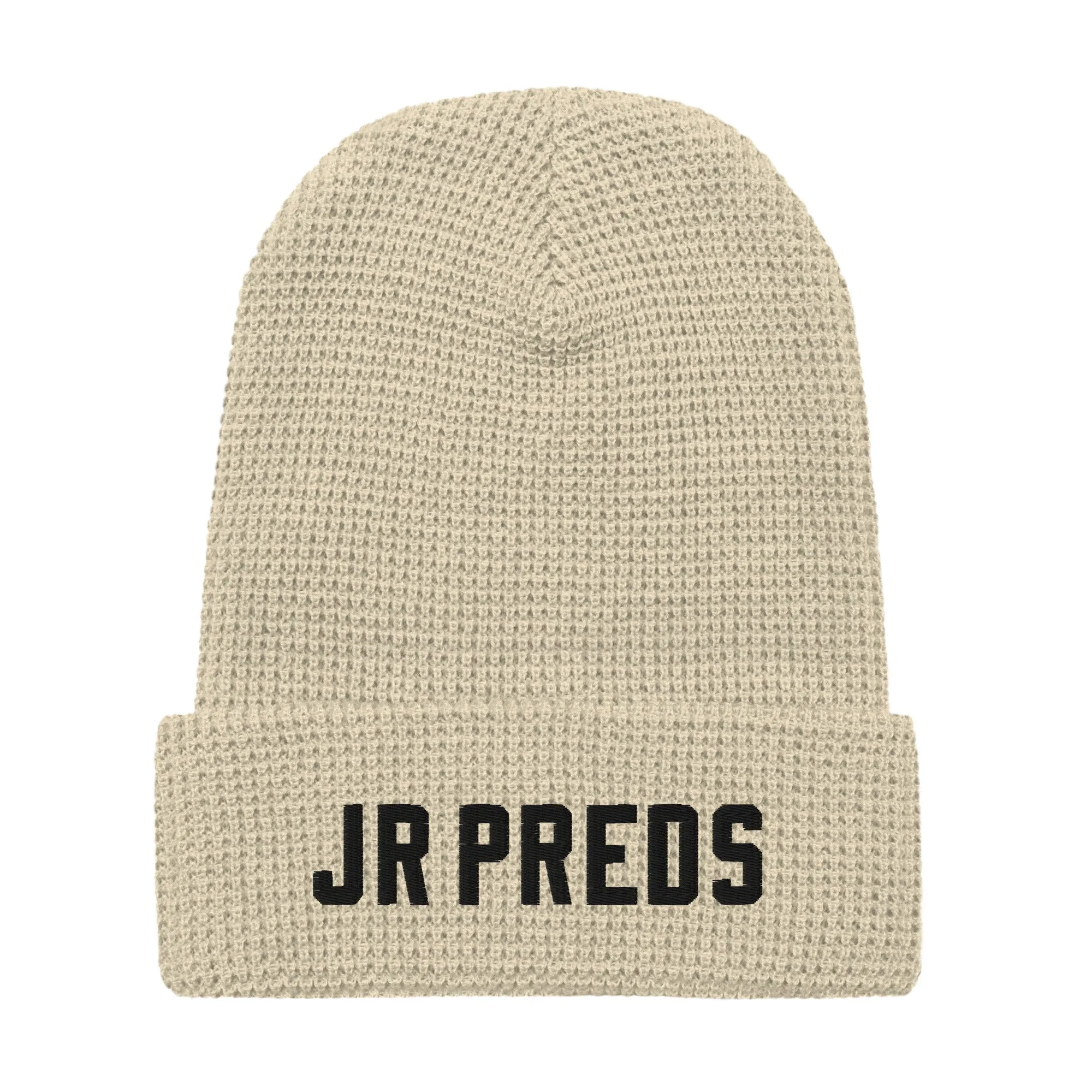 JR Preds Waffle beanie with BLACK Embroidery