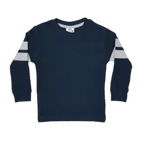 Kids Long Sleeve Thermal Striped Shirt - Navy