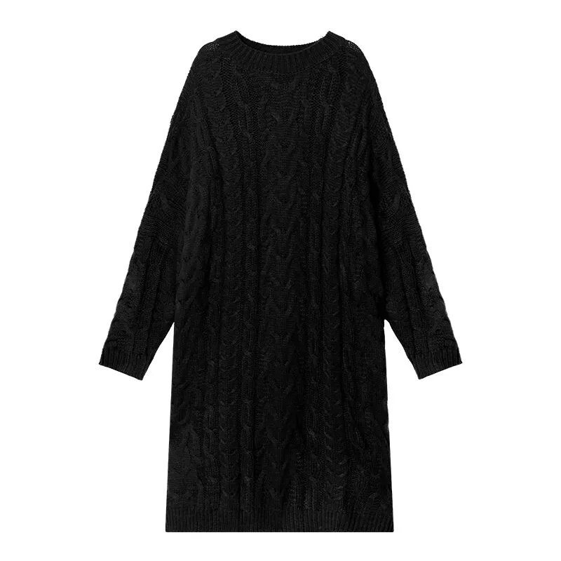 Korean-Inspired Autmn/Winter Cozy and Comfy Long Pullover Outside Streetwear Knitted Sweater Dress