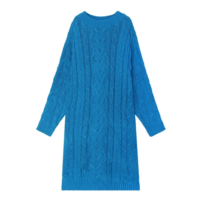 Korean-Inspired Autmn/Winter Cozy and Comfy Long Pullover Outside Streetwear Knitted Sweater Dress