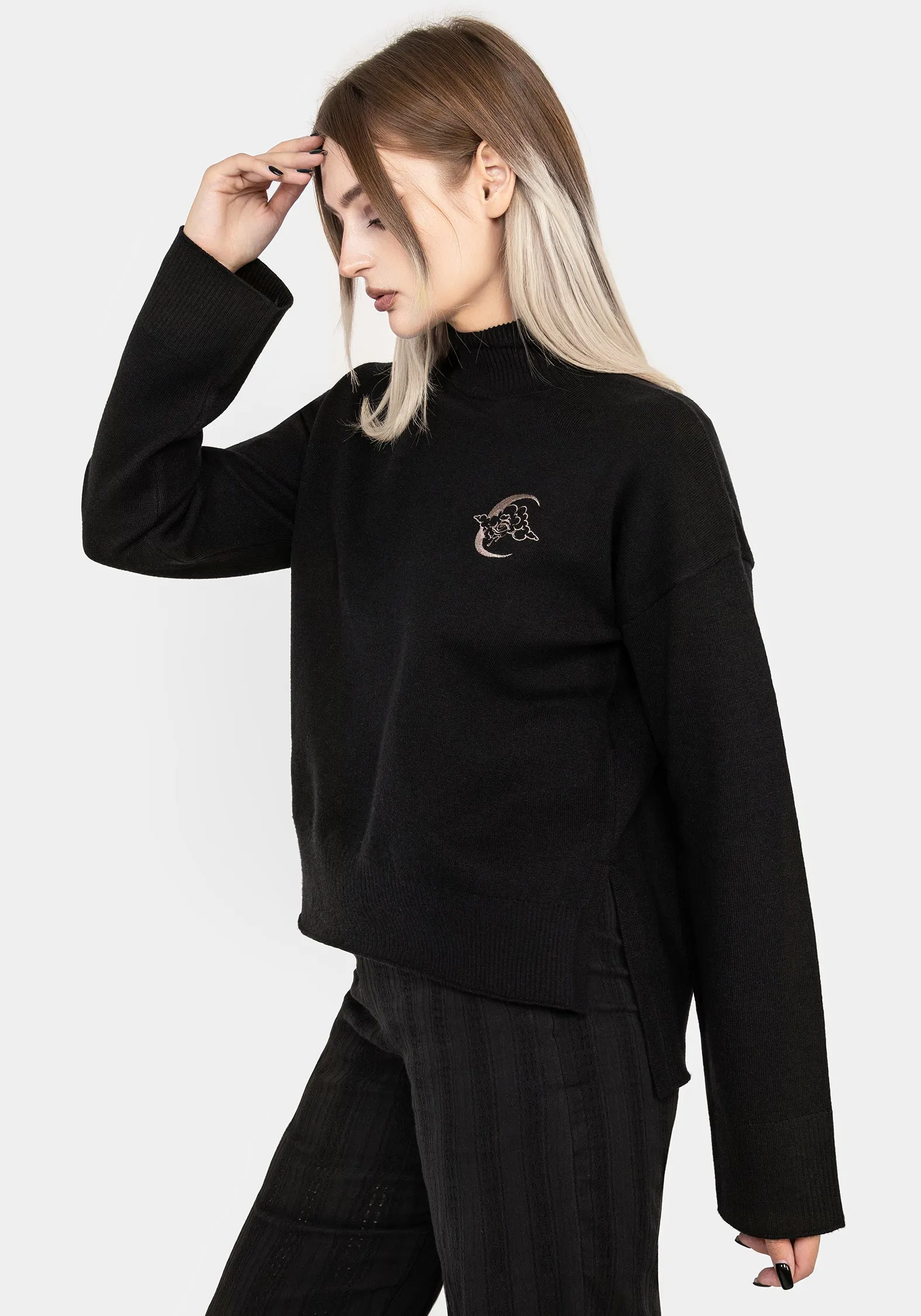 Lachrymose Embroidered Mock Neck Jumper