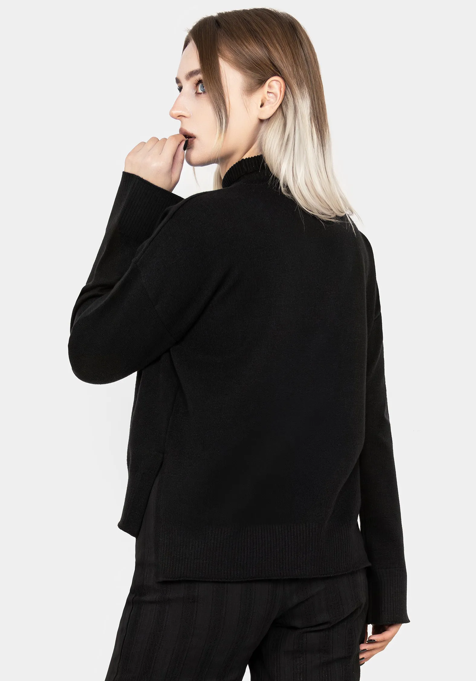 Lachrymose Embroidered Mock Neck Jumper