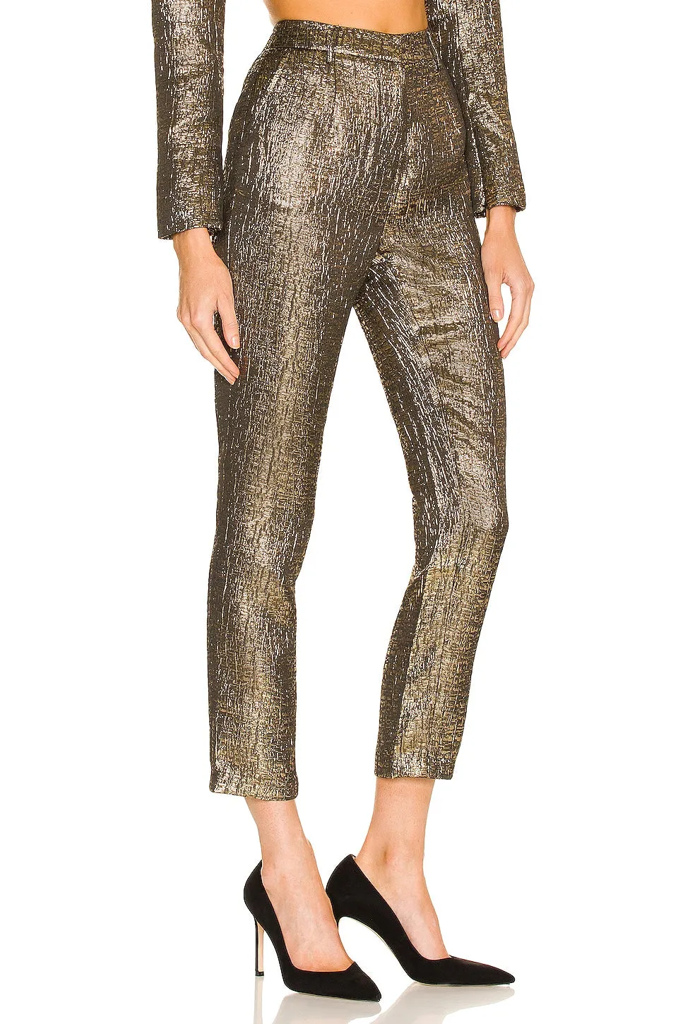 Michael Costello x REVOLVE Waverly Pants in Black & Gold