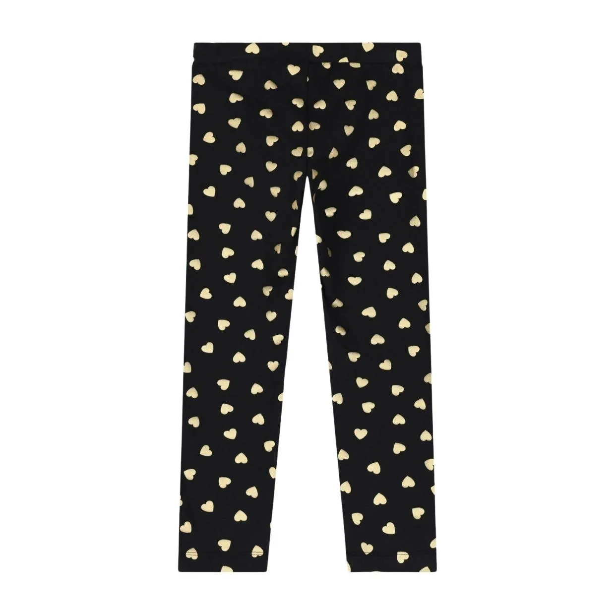 Moschino Kids Heart Print All-Over Black & Gold Leggings