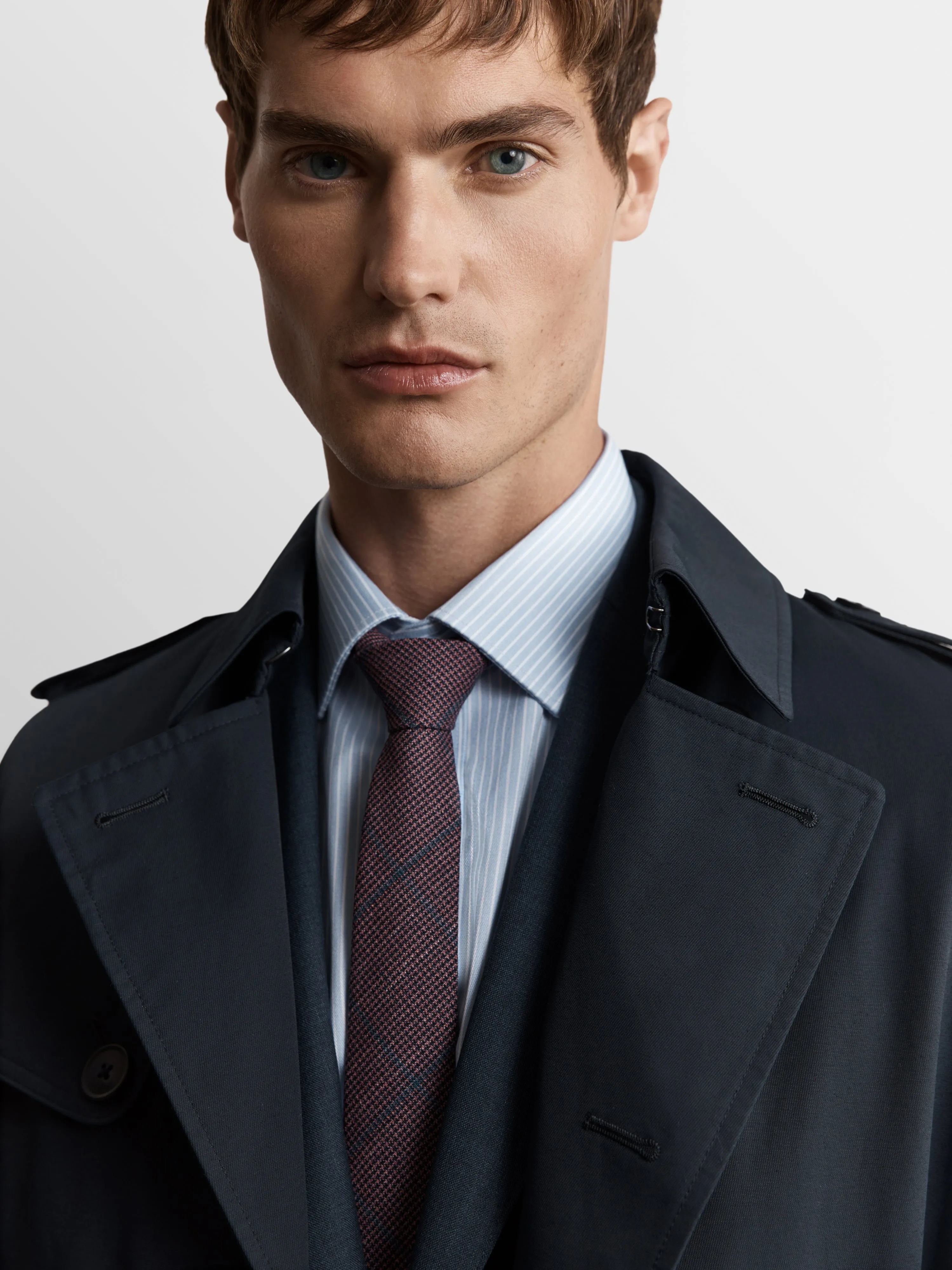 Murray Navy Cotton Blend Trench Coat