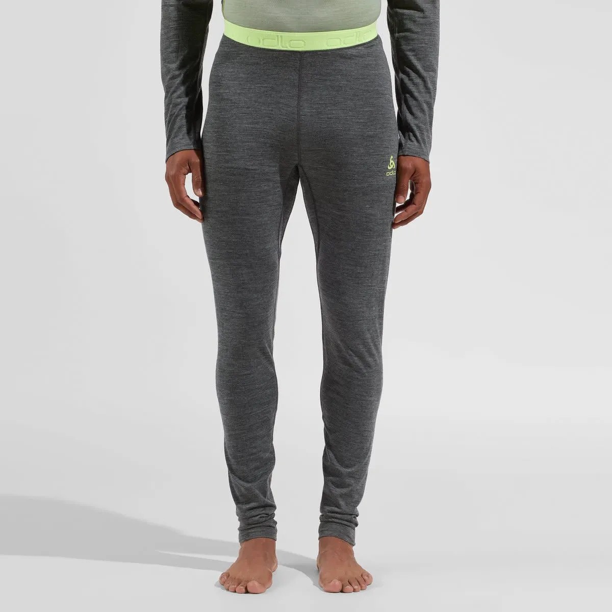 Odlo Men&#x27;s Performance Wool 150 Base Layer Bottom Dark Grey Melange/Sharp Green | Buy Odlo Men&#x27;s Performance Wool 150 Base Layer Bottom Dark Grey Melange/Sharp Green here | Outnorth