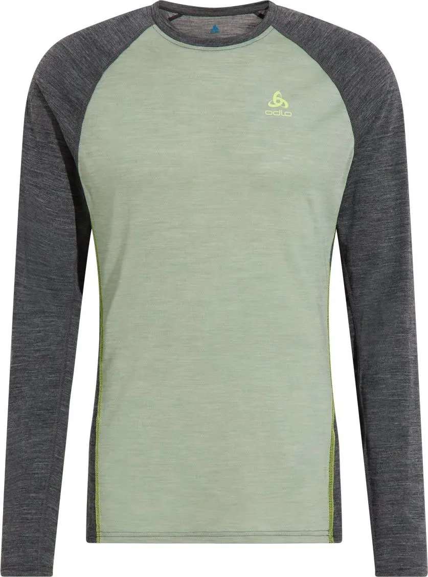 Odlo Men&#x27;s Performance Wool 150 Base Layer Matte Green/Dark Grey Melange | Buy Odlo Men&#x27;s Performance Wool 150 Base Layer Matte Green/Dark Grey Melange here | Outnorth