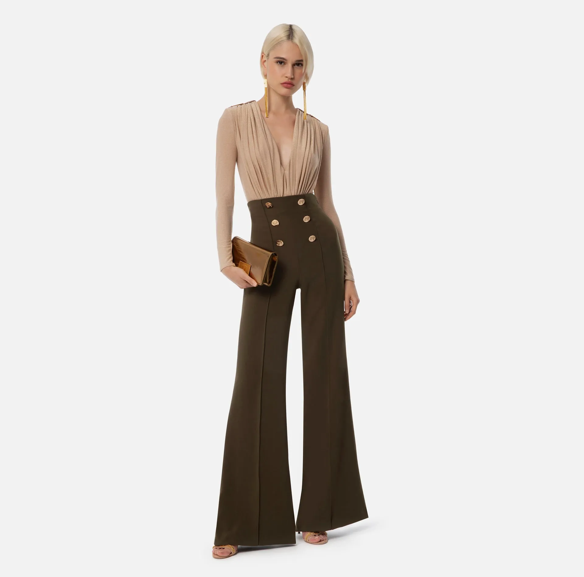 PA02436E2 Crepe palazzo trousers with button detail