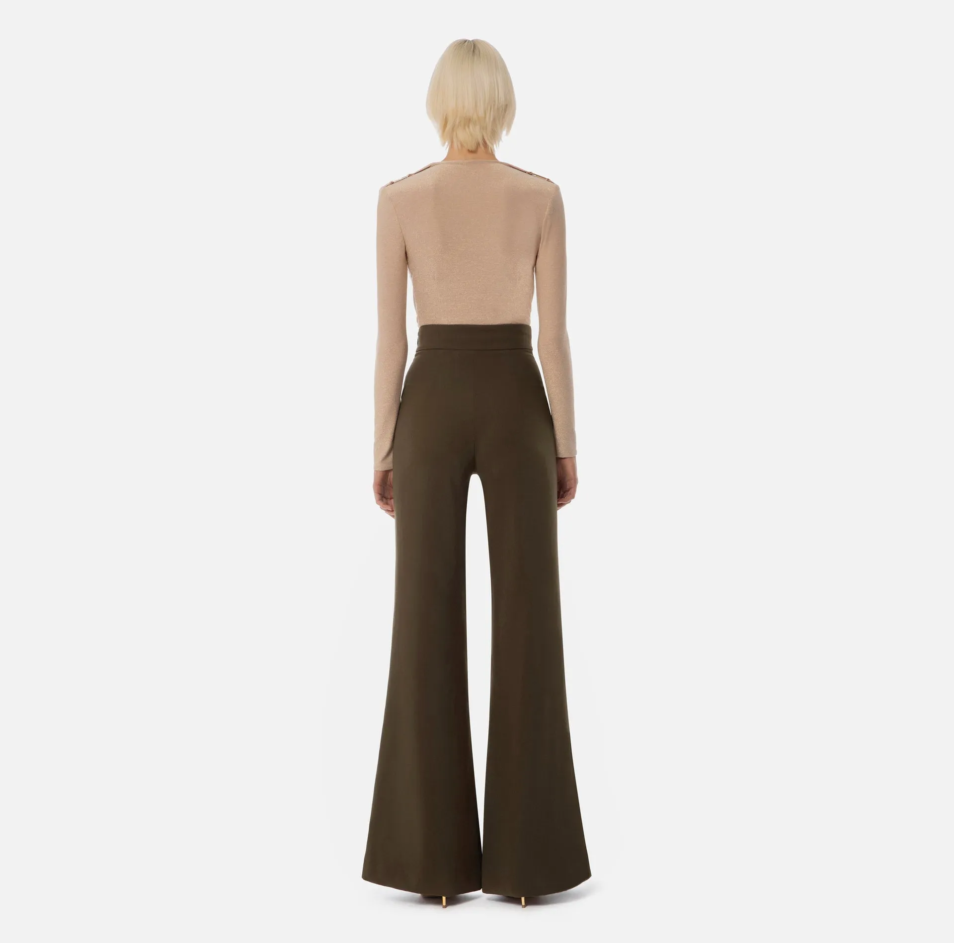 PA02436E2 Crepe palazzo trousers with button detail