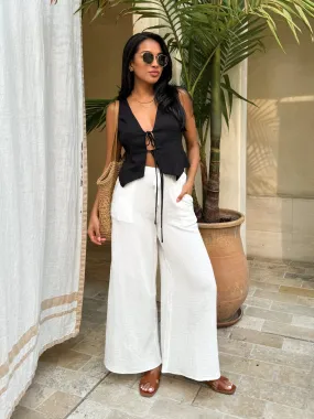 Pina Colada Gauze Pants in White - Final Sale