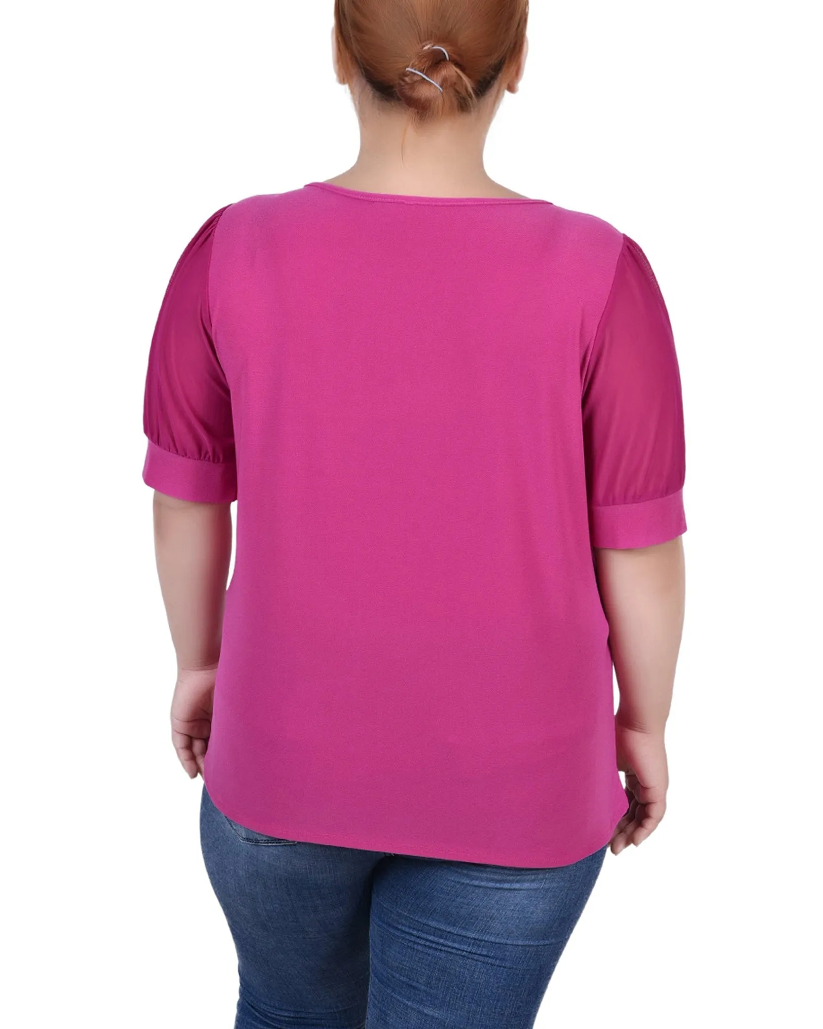 Plus Size Short Sleeve Three-Ring Top