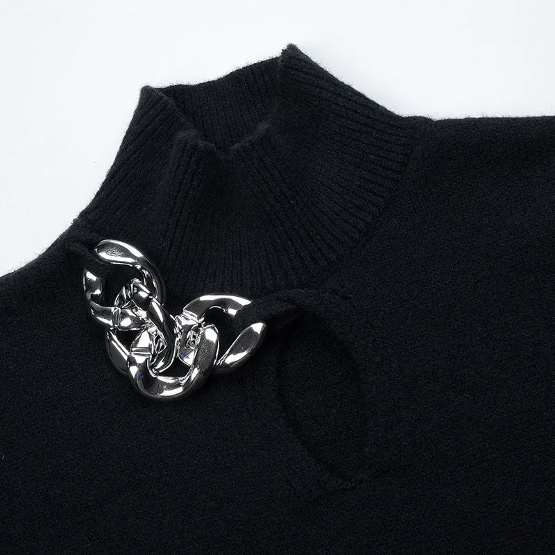 Pre Order:  Casual Chain Hollow Chest Knitted Sweater