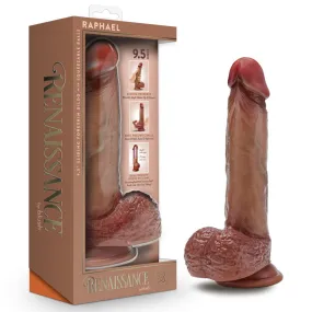 Renaissance By Blush® | Raphael 9.5 Inch Realistic Dildo With Sliding Foreskin & Squeezable Balls - Dual Density - Liquid Silicone - Tan