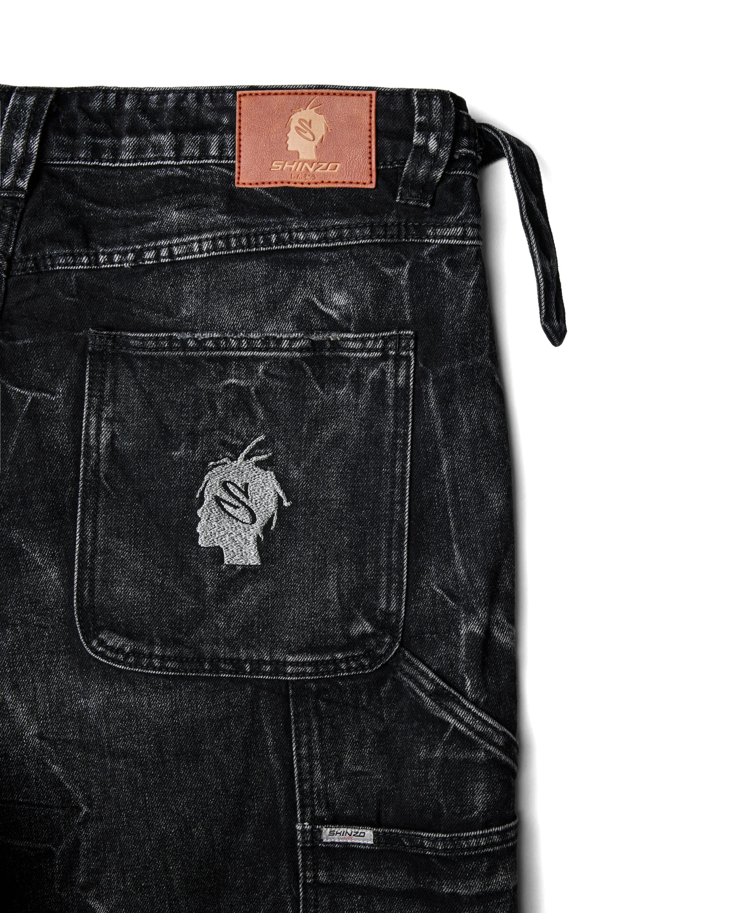 Sagyōgi Black Washed Phat Cut Denim Jeans