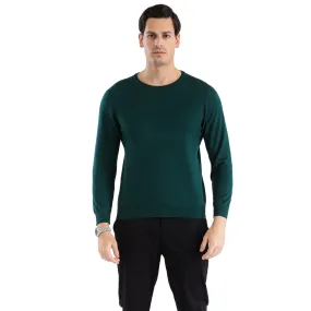 Sam Jacobi Mens Pullover Hunter Green Knitted Sweater Crewneck Stylish Knitwear Long Sleeve Casual Slim Fit