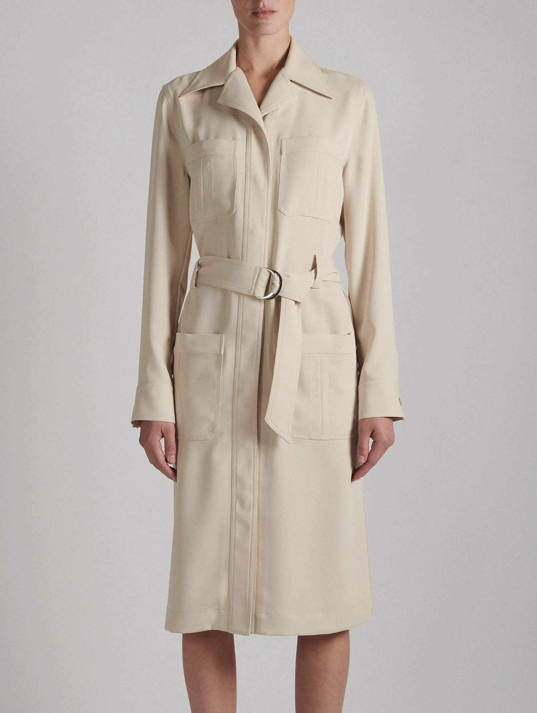 Sand flowing crepe dress-coat