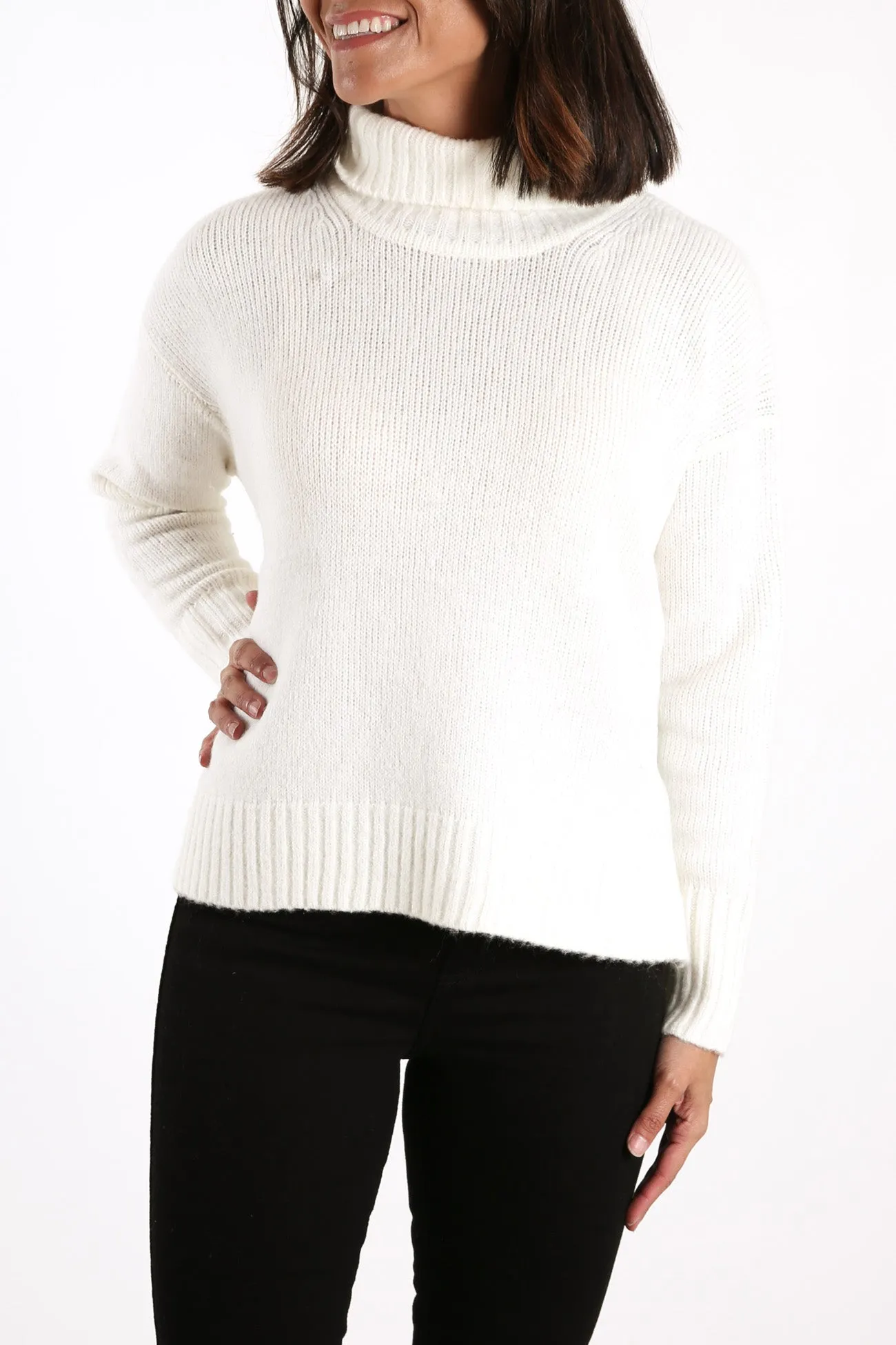 Softie Roll Neck Sweater Vintage White