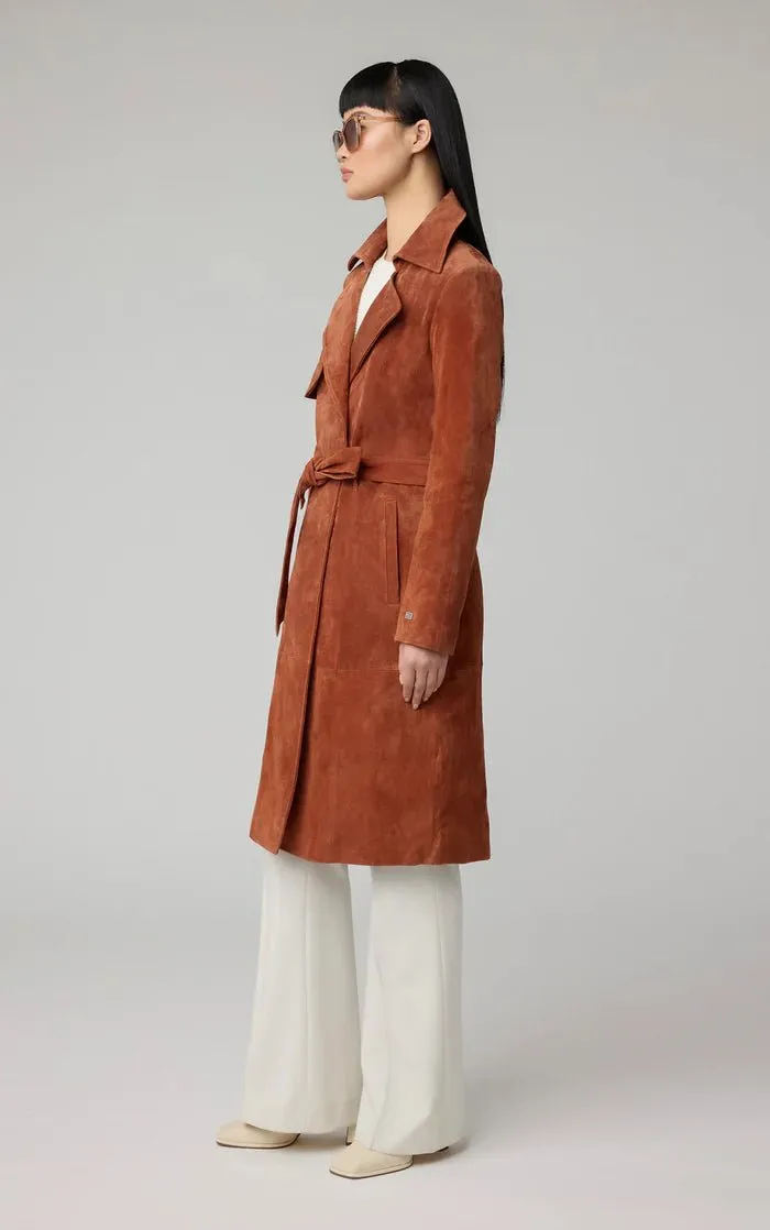 SOIA&KYO ALEXIS-N - Slim-Fit Suede Trench Coat