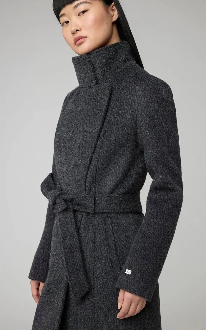 SOIA&KYO GENIE - Semi-Fitted Novelty Wool Coat With Belt