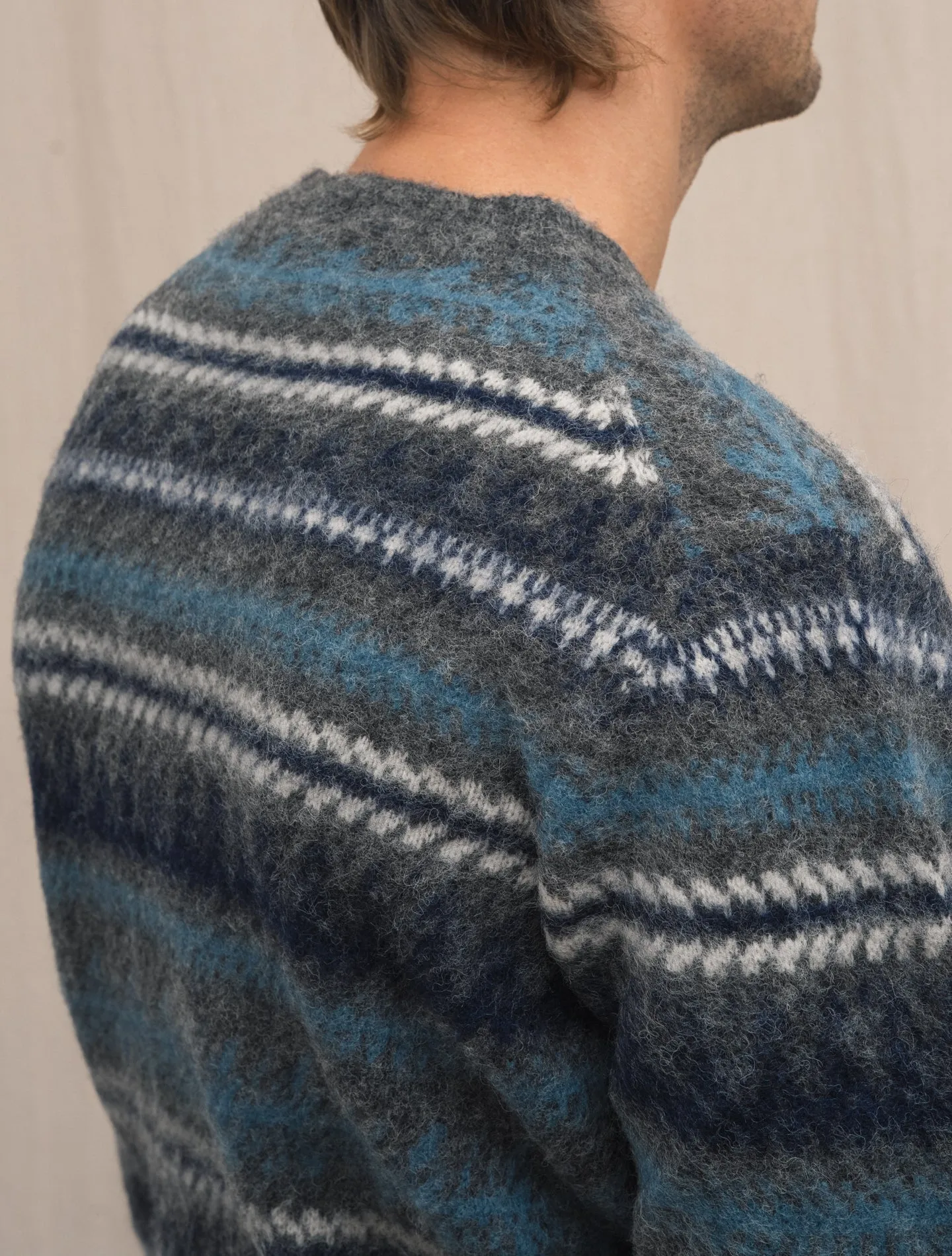 Striped Shaggy Dog Crewneck Blue